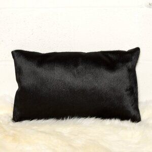 Natural Home Decor Torino Cowhide Pillow | 2-Piece | Black | 12"x20"